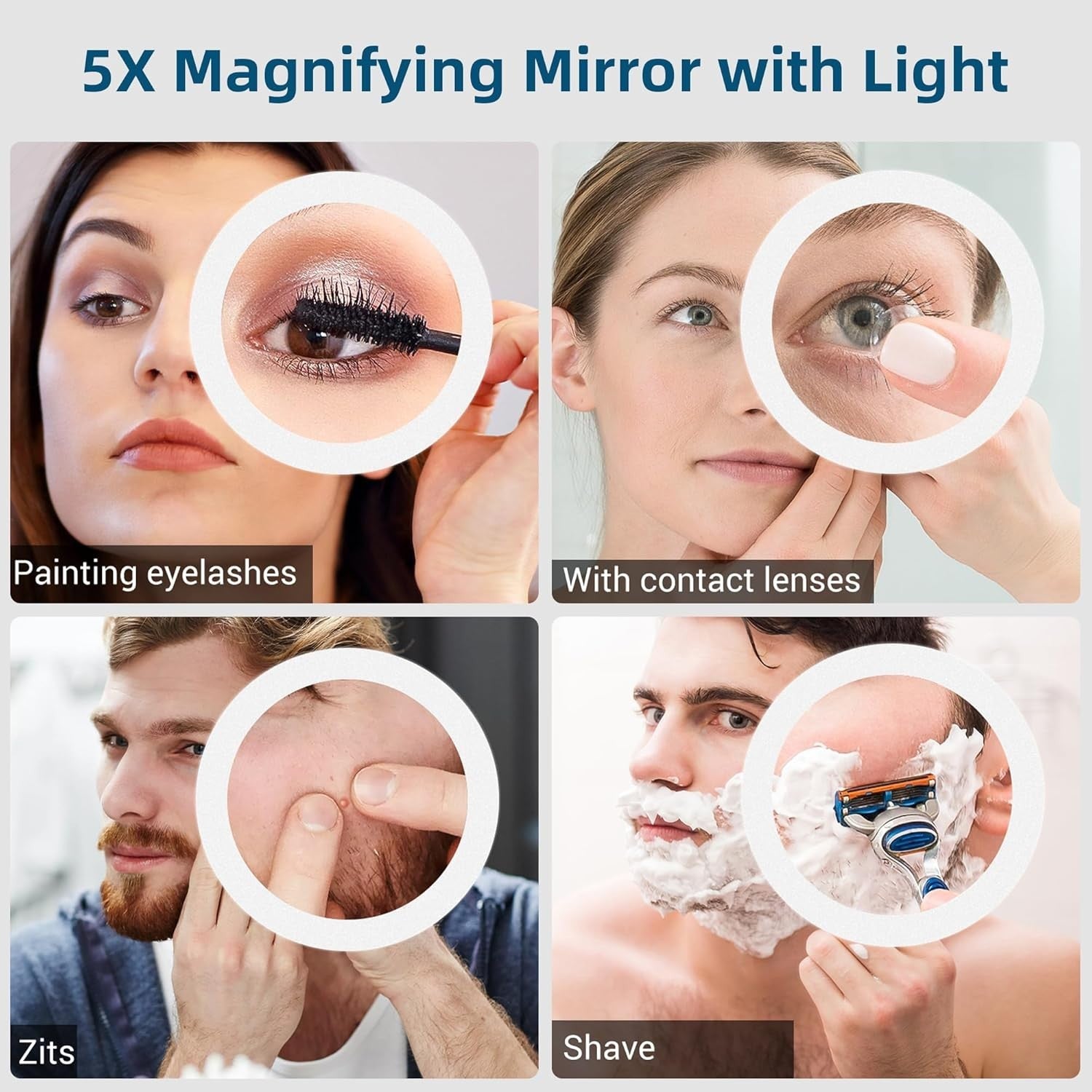 LED Bathroom Mirror 70x100 cm with Bluetooth, 5x Magnifier, Anti-Fog