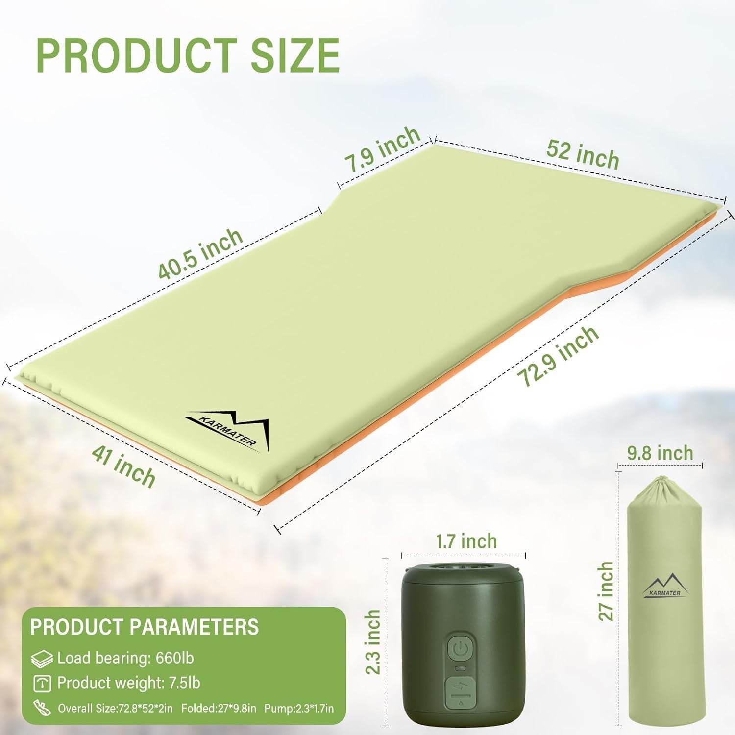 Inflatable Car Camping Mattress SUV Memory Foam Bed for 2 Adults