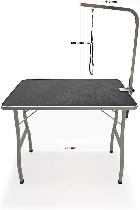 Foldable Dog Grooming Table Non Slip Adjustable Arm Washable Surface