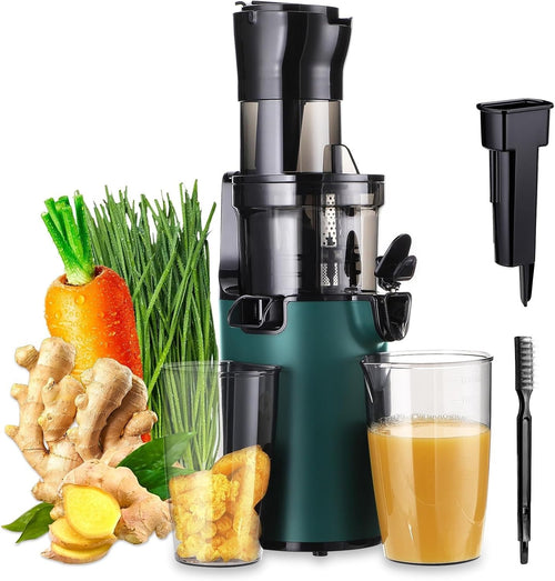 Green Compact Cold Press Juicer 3.1in Wide Chute BPA Free Reverse