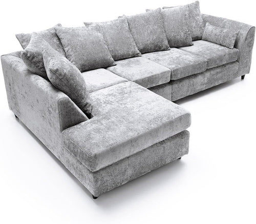 Light Grey L-Shape 5 Seater Modular Corner Sofa Left Hand Fabric Couch