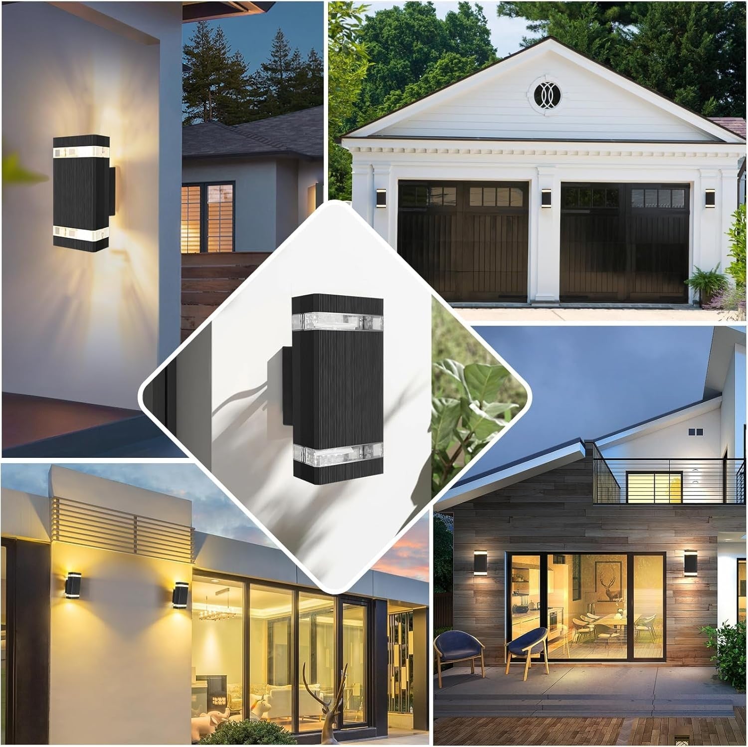 4x Outdoor Wall Lights LED Up Down IP44 Waterproof Sconces w/ GU10 Bulbs