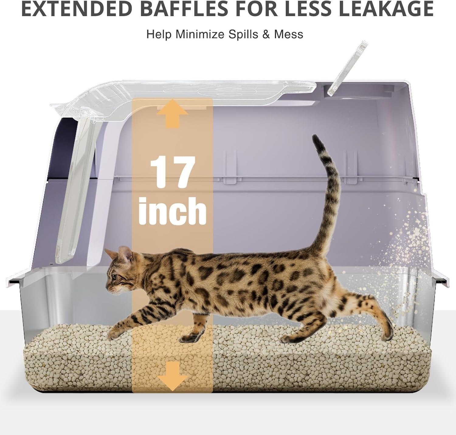 XL Stainless Steel Cat Litter Box Clear Lid High Sided Pink Tray