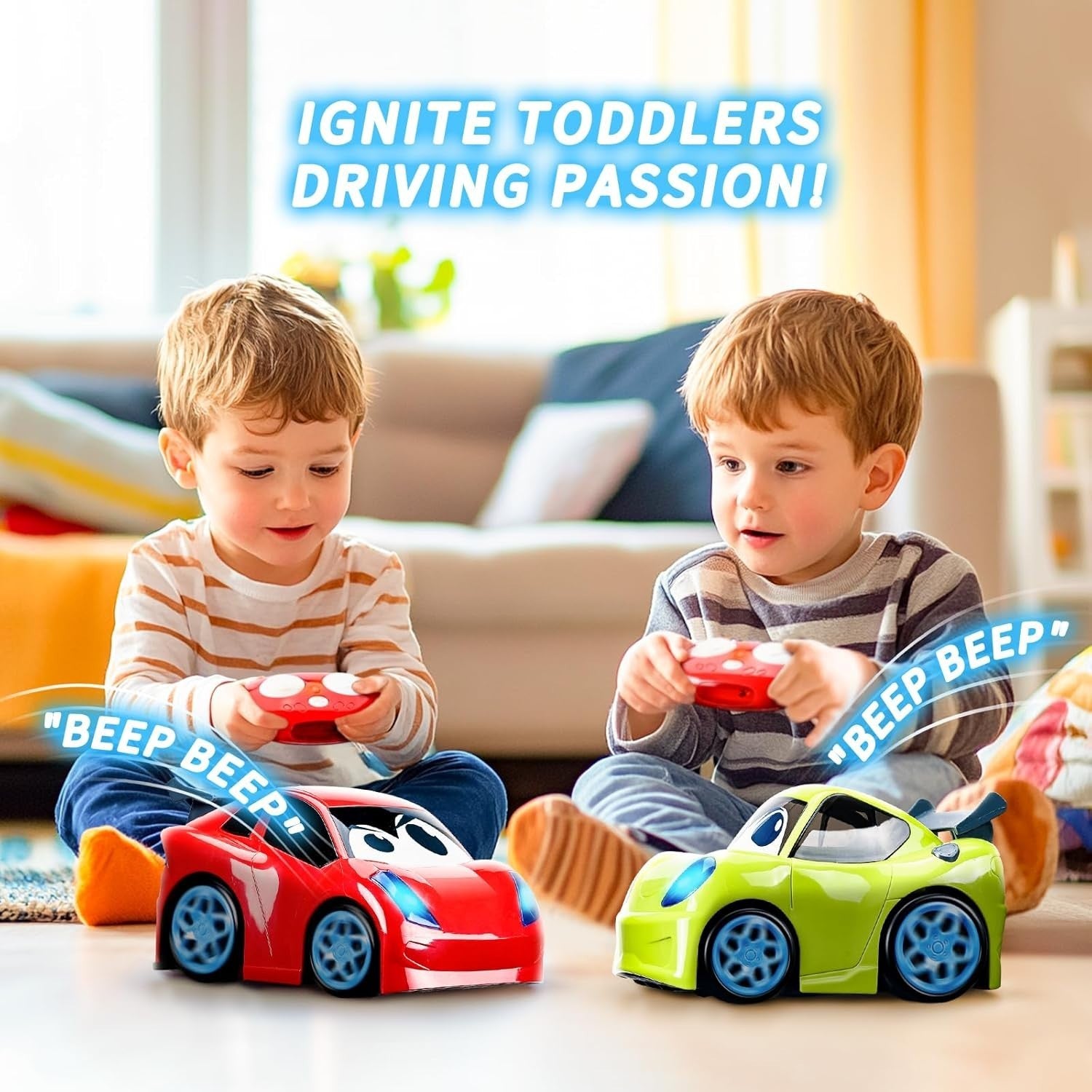 Cartoon RC Car Toy with Lights & Music for Toddlers 1-3 Year Old Boys