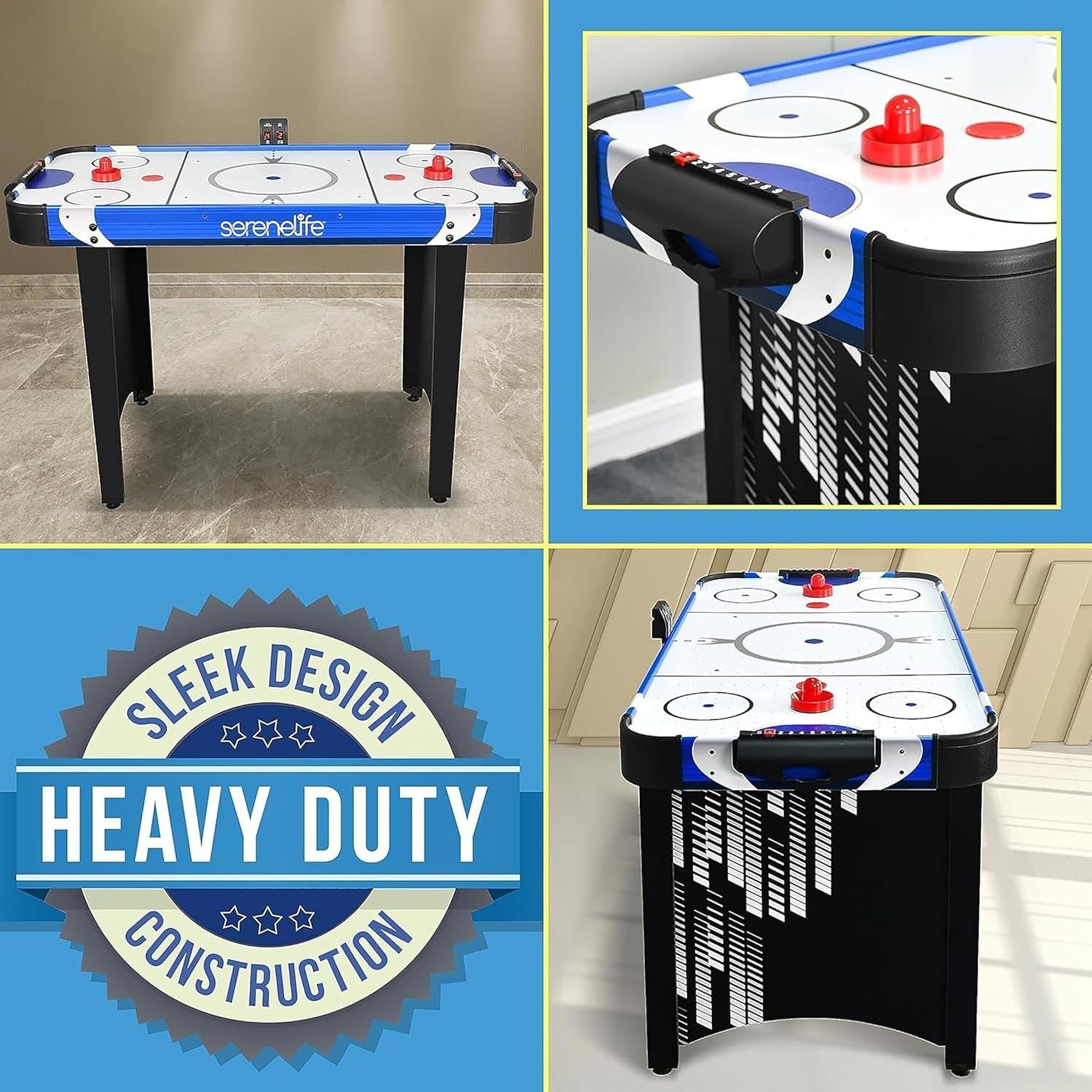 Full Size Air Hockey Table LED Scoreboard 110V Motor Arcade Game Indoor