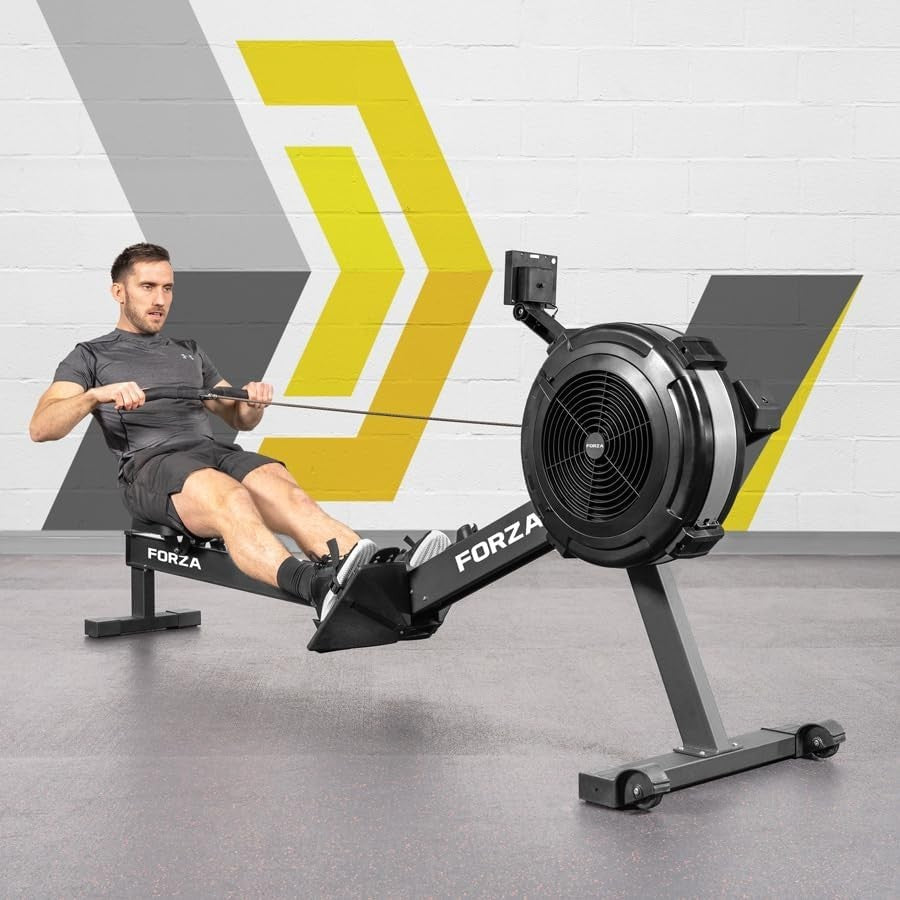 Foldable Air Rowing Machine 10-Level Resistance Digital Monitor Home Rower 136KG
