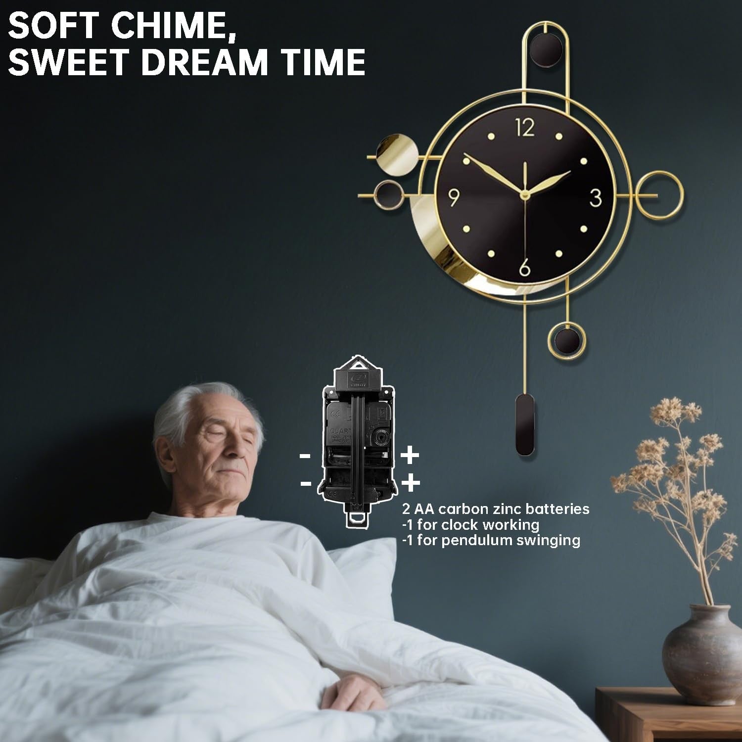 40cm Gold Pendulum Wall Clock – Silent Quartz Modern Decorative Large Design