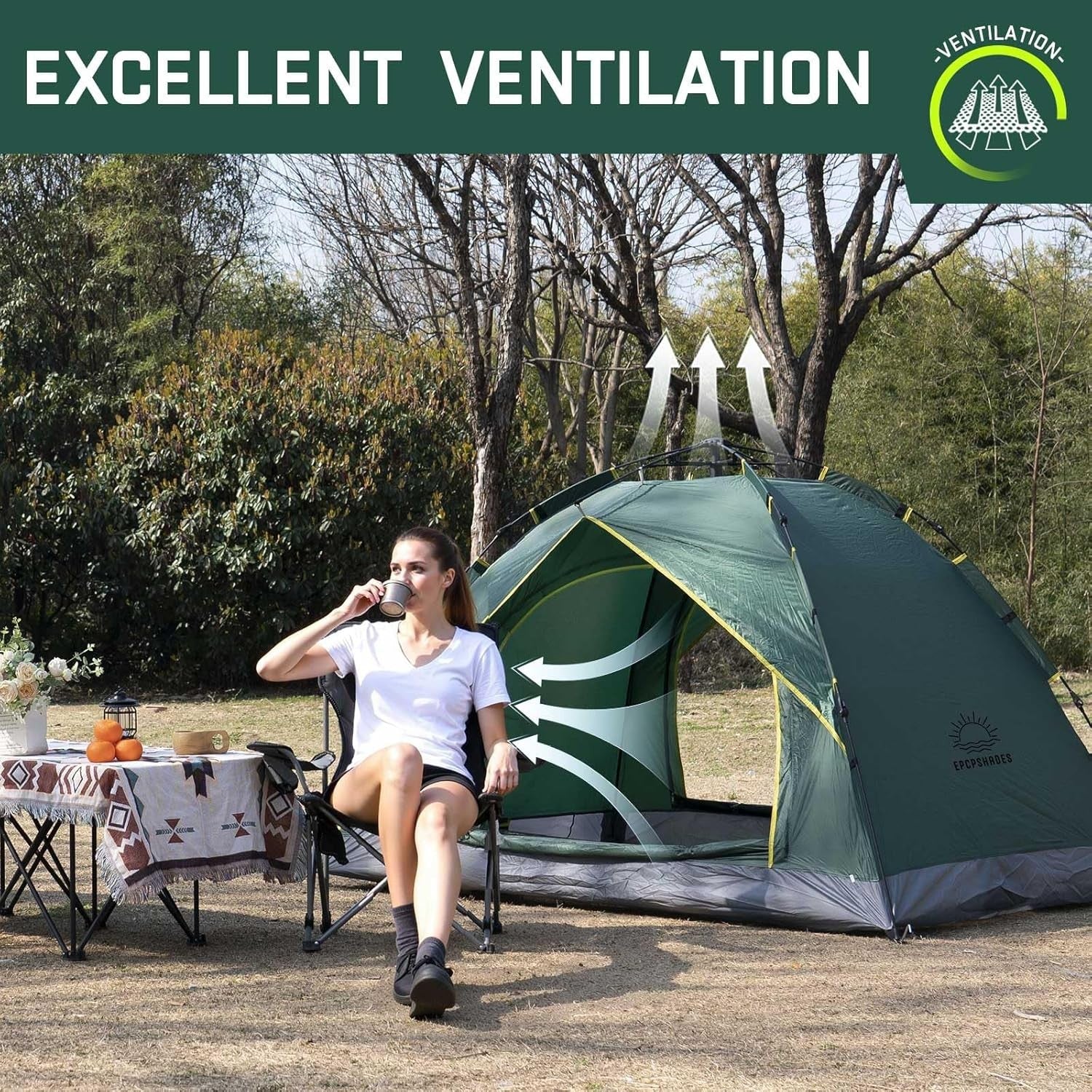 2 Man Pop Up Camping Tent Waterproof Instant Double Layer w/ Bag