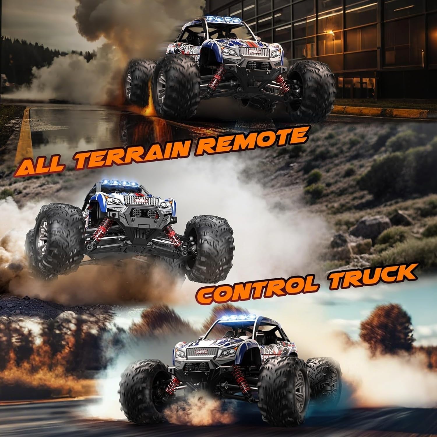 1:16 4WD RC Car 36KPH – High-Speed Off-Road Truck, LED Lights, All-Terrain Toy