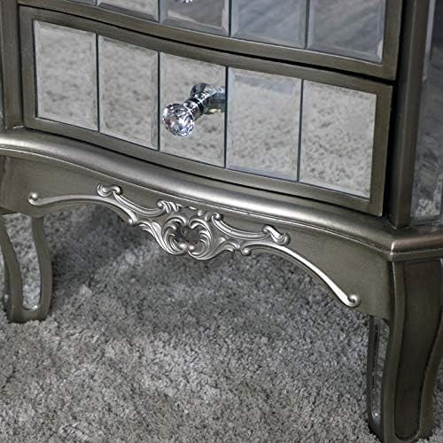 Set of 2 Mirrored Bedside Tables with 3 Drawers | Luxury Silver Nightstands