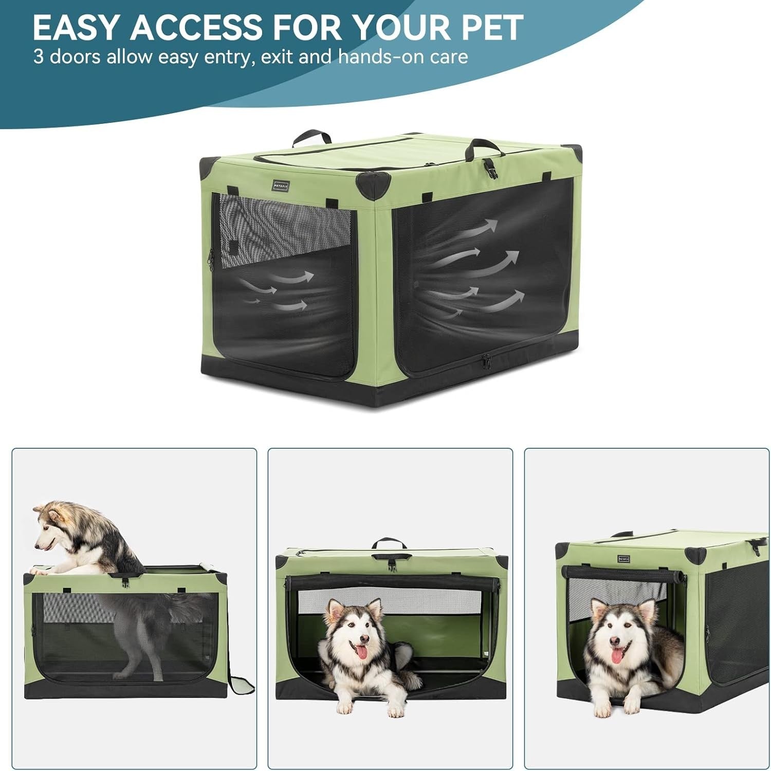 Petsfit Collapsible Dog Crate Foldable with Adjustable Fabric Cover, Extra Large