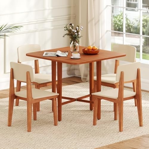 Folding Drop Leaf Dining Table 4 Seater Space Saving Extendable Walnut