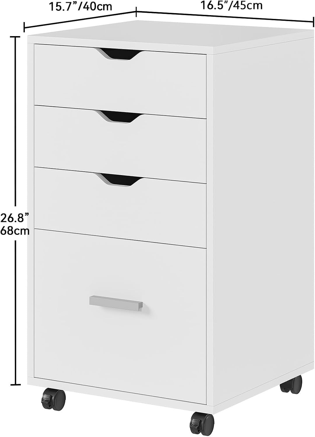 Compact Rolling Drawer Cabinet 4 Tier Under Desk File Storage Unit