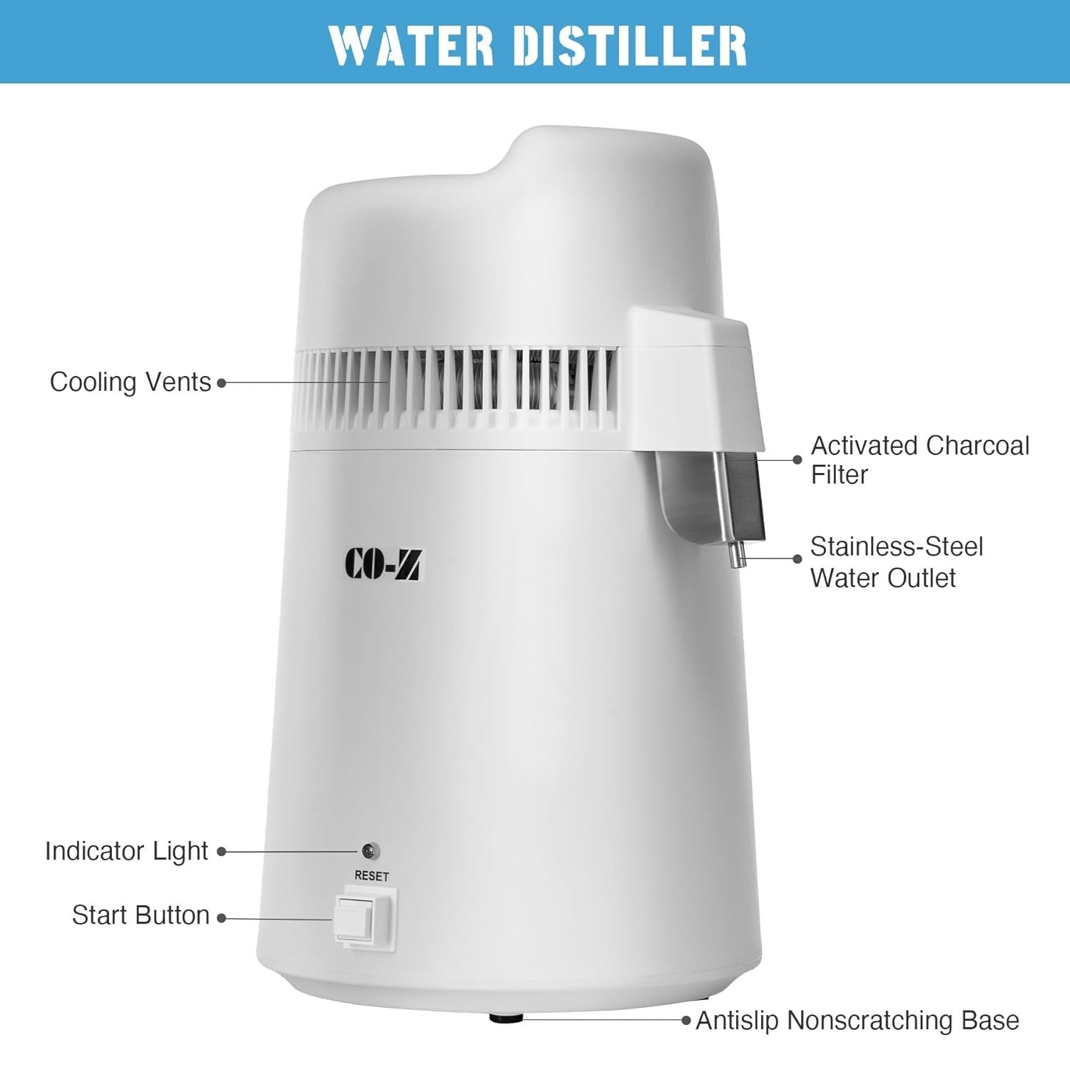 6L Electric Water Distiller Pure Distilled Water Maker Home Lab Kitchen Use