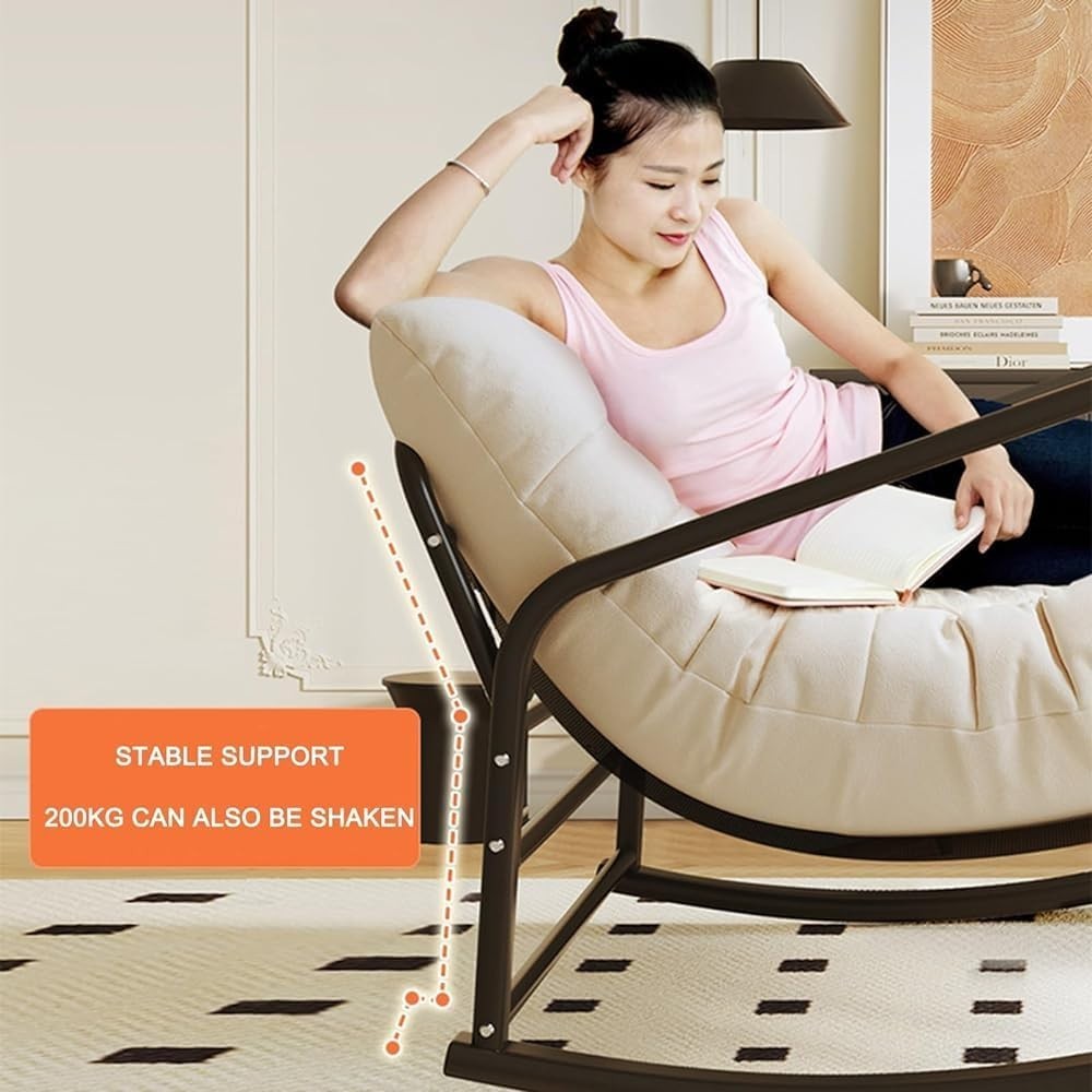 Indoor Outdoor Rocking Chair Padded Seat Recliner Extra Wide Cozy Relax