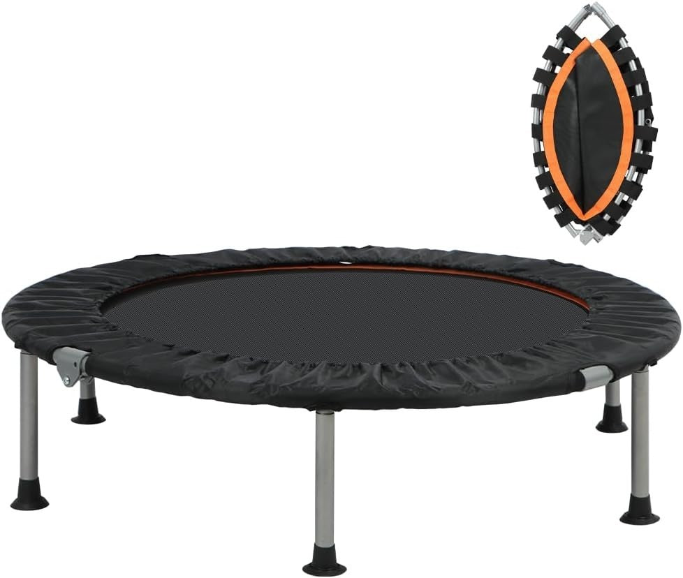 40in Foldable Fitness Trampoline Silent Indoor Rebounder 150KG