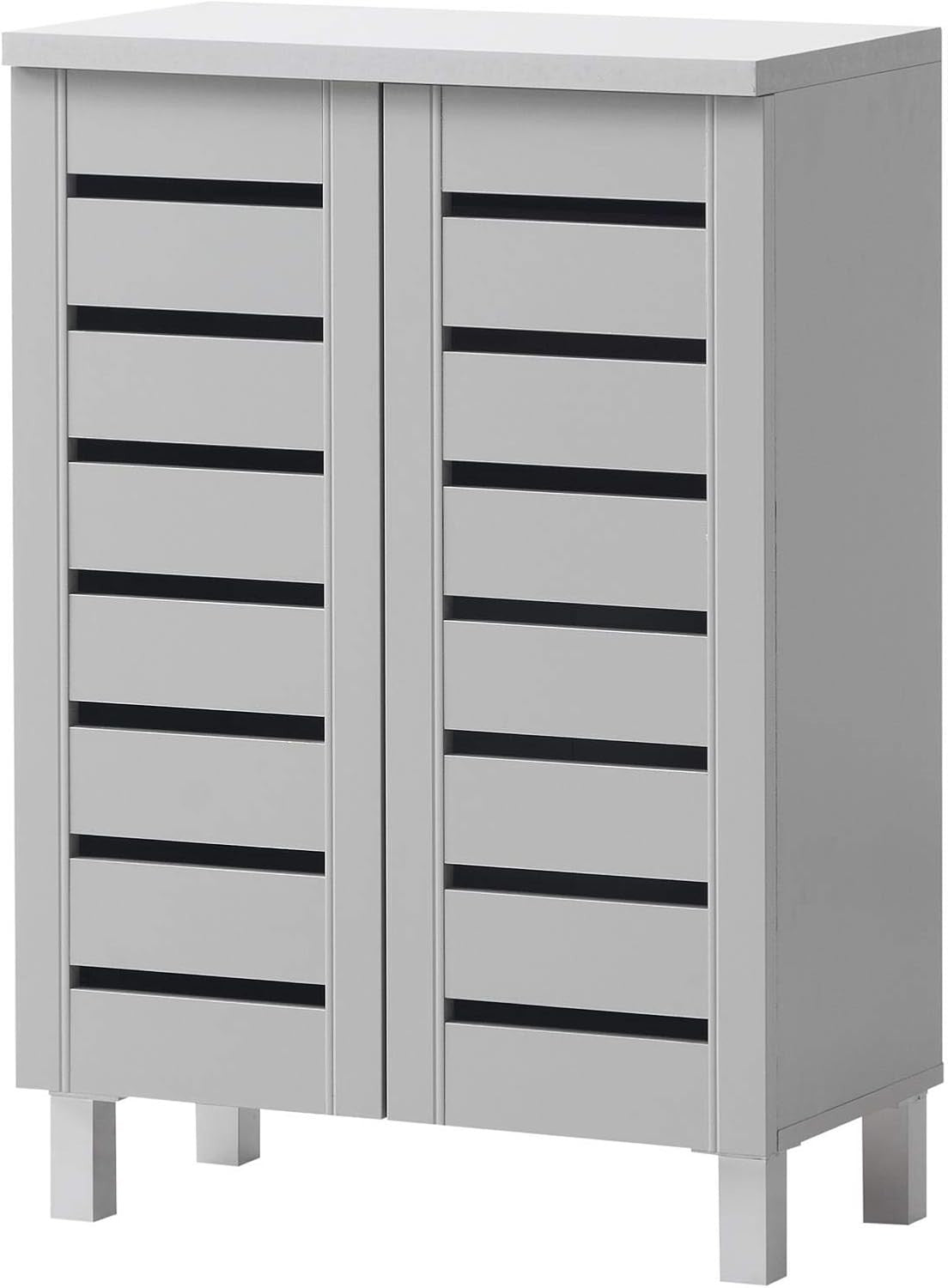 2 Door Shoe Storage Cabinet Slim Organizer 60x33x87 cm Light Grey