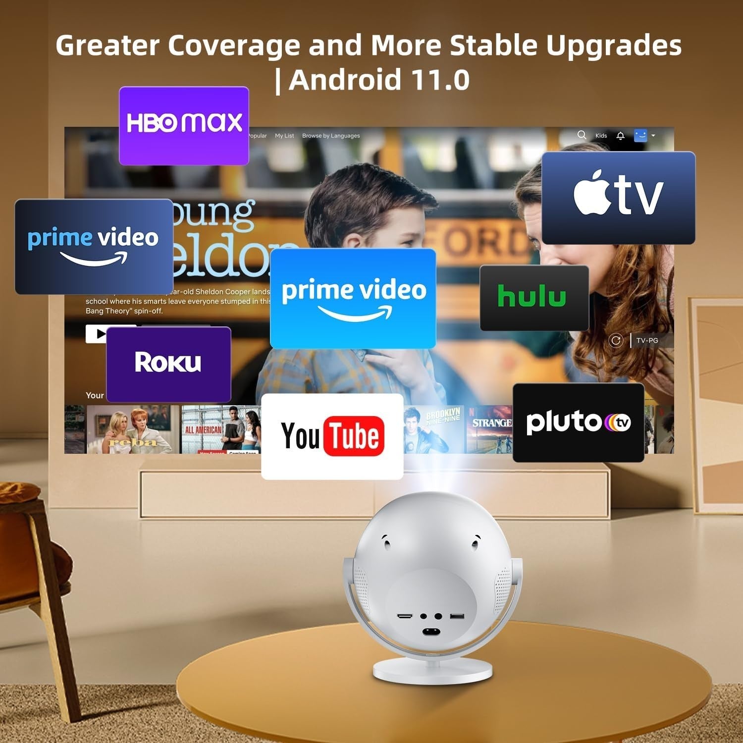 Android Projector 1080P 4K Ready WiFi 6 Bluetooth Auto Focus Home Cinema