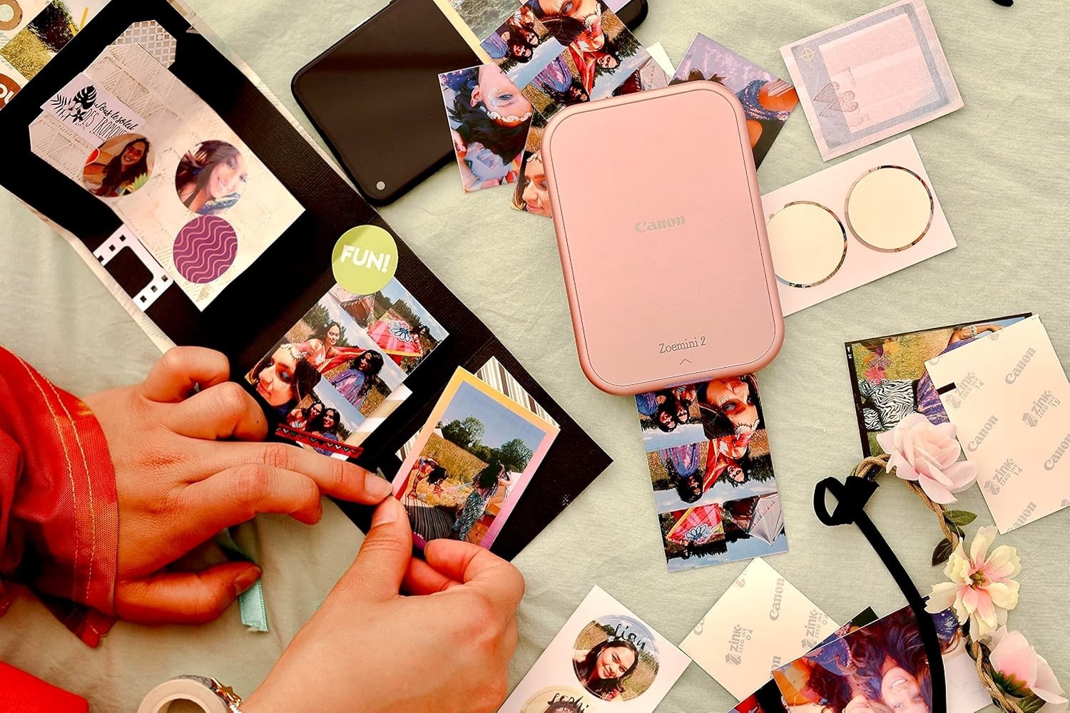 "Pearl White  Portable Photo Printer Kit Bluetooth ZINK USB-C
