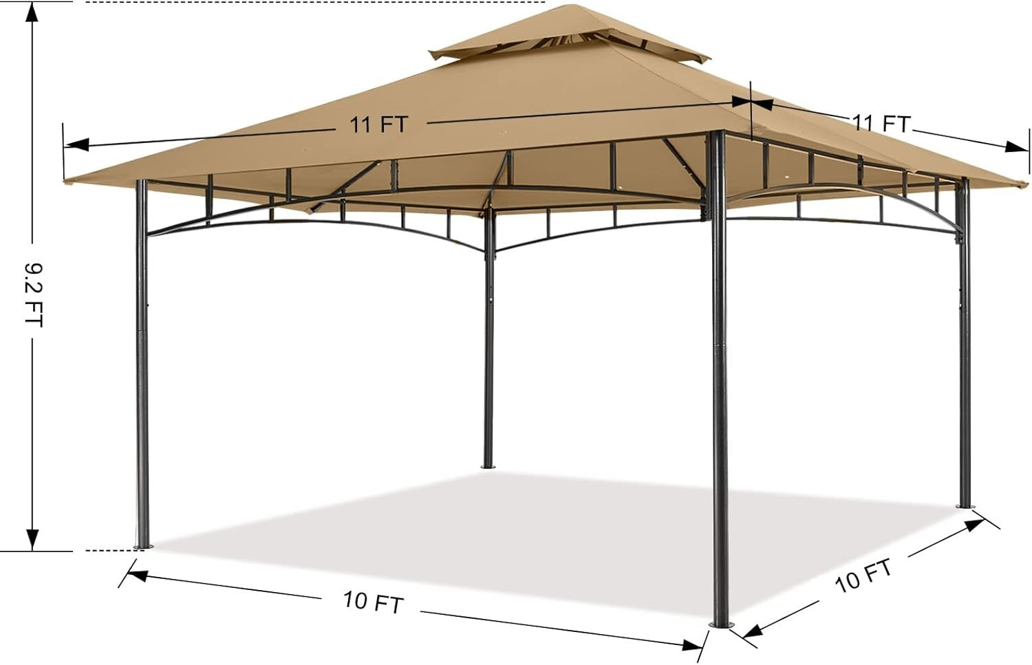 3.3x3.3M Beige Outdoor Gazebo Waterproof Steel Frame Garden Party Tent