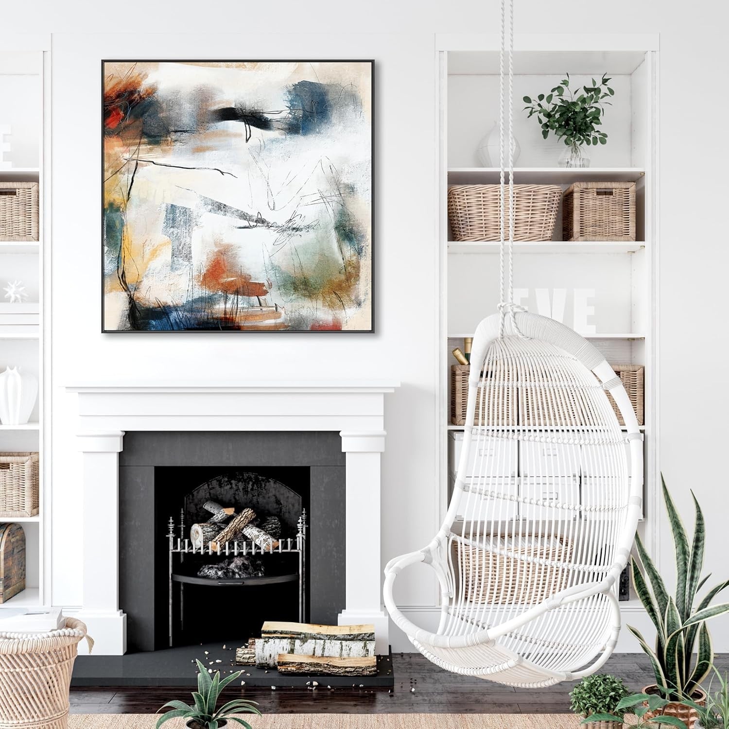 100x100cm Large Modern Abstract Canvas Wall Art – Colorful Framed Decor