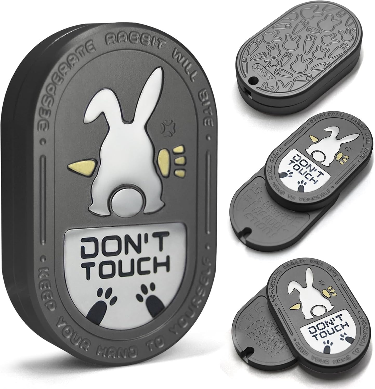 Gray Rabbit Clicker Fidget Slider Alloy Pocket Stress Relief Toy