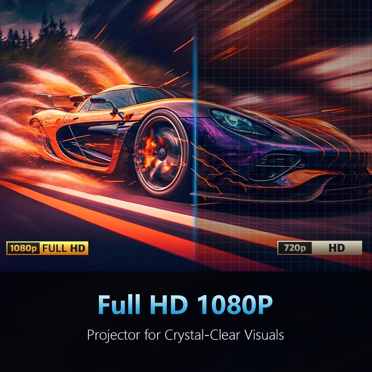 Smart 1080P Projector Netflix Android WiFi 6 Bluetooth Auto Focus