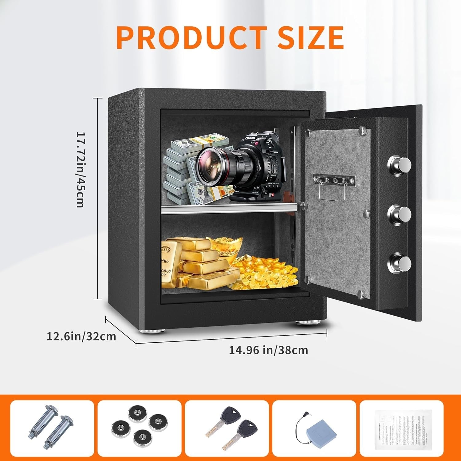 Biometric Fingerprint Safe 50L Digital Keypad Home Office Security