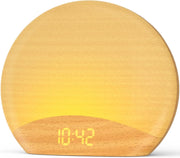 Sunrise Alarm Clock Wake Up Light Bluetooth Speaker FM Radio Wooden Design