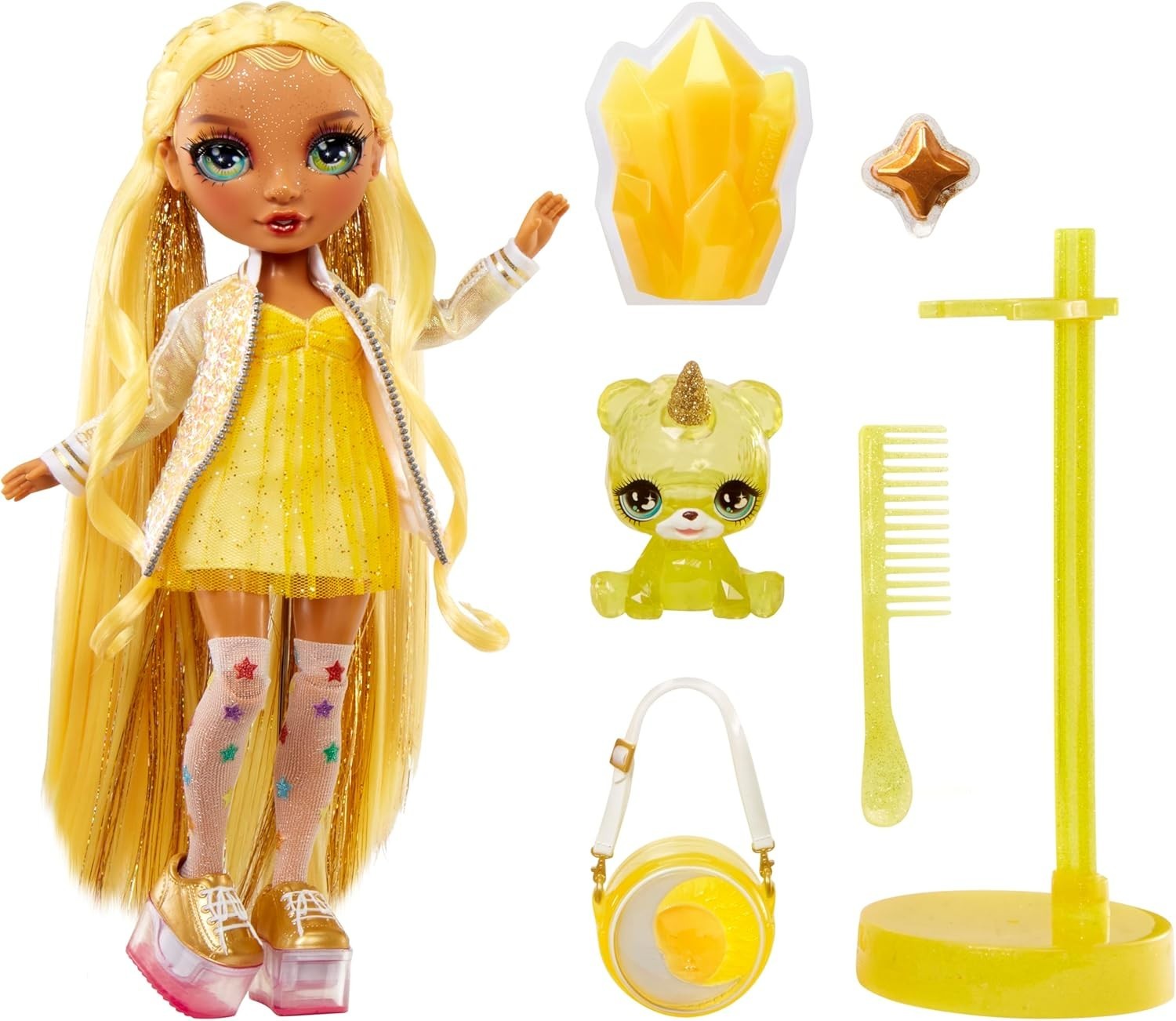 Yellow Fashion Doll with Sparkle Slime Magical Pet Accessories 28cm