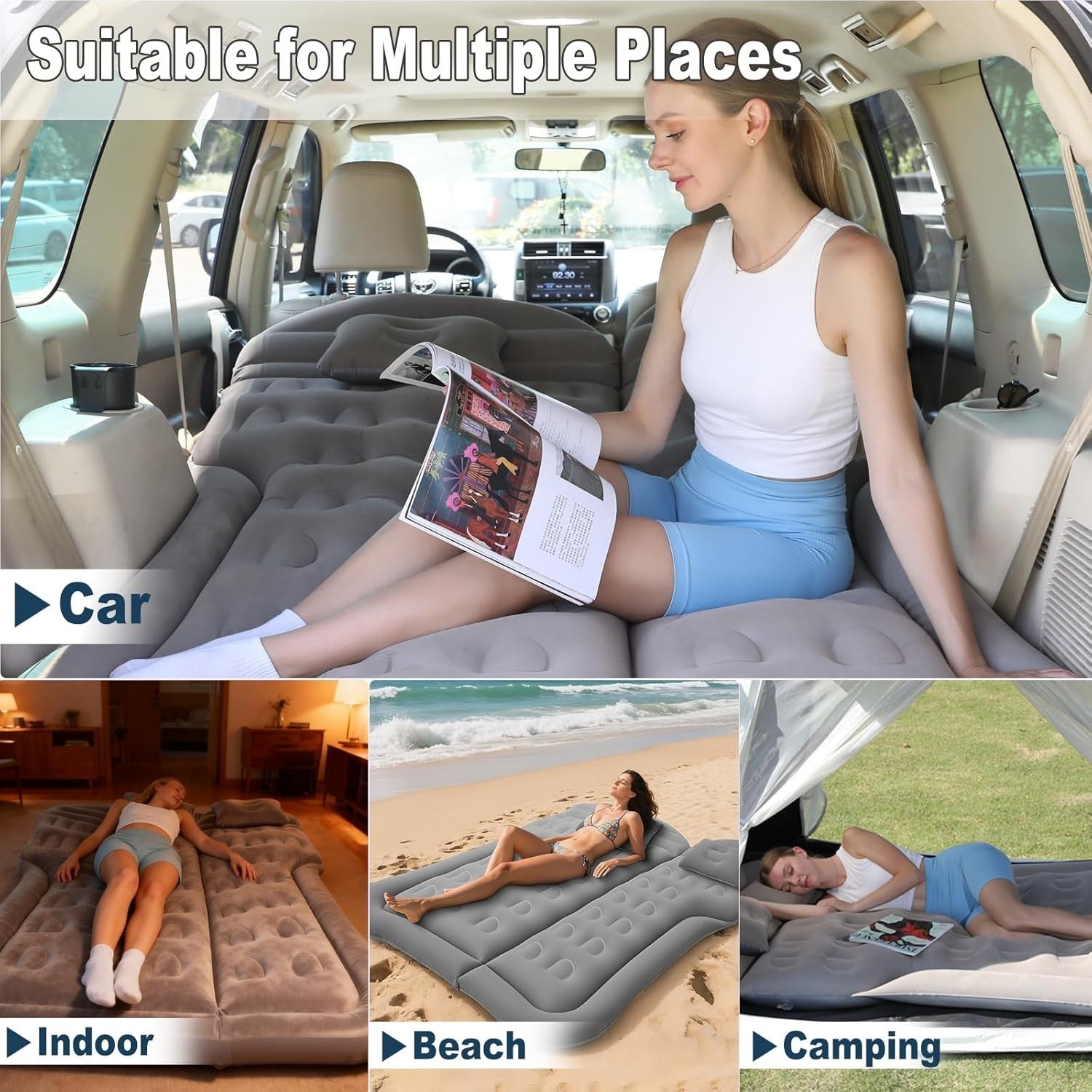 SUV Truck Inflatable Car Mattress 175×130×15CM with Electric Pump