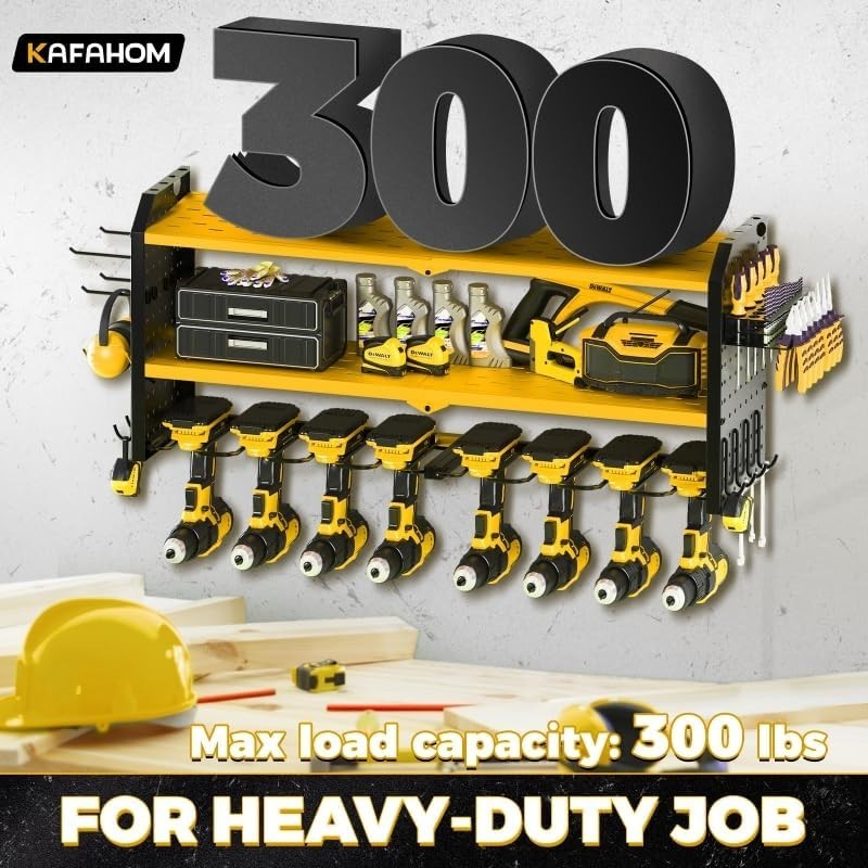 Heavy Duty Wall Mount Power Tool Organizer 83x38x22.5cm 8 Drill Holders