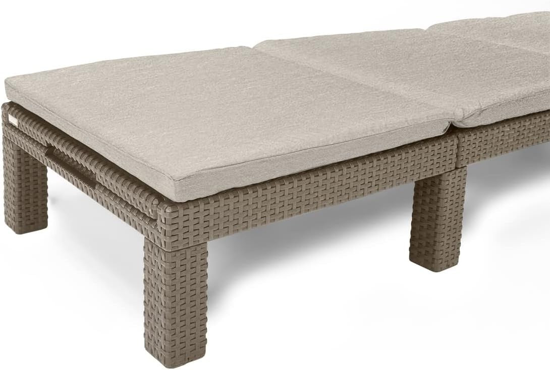 Rattan Effect Reclining Sun Lounger with Cushion Cappuccino 4-Position Chair