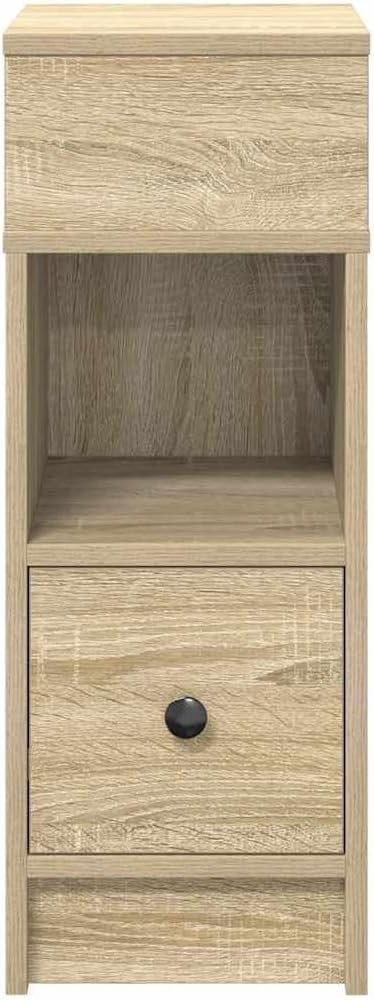 Set of 2 Oak Bedside Tables with Drawer & Shelves | Modern Wood Nightstands