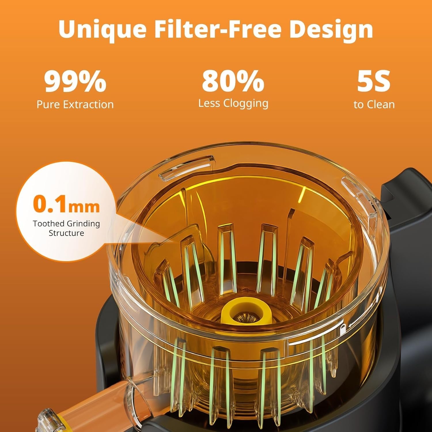Cold Press Juicer 147mm Wide Chute Whole Fruit Auto Feed 2.1L