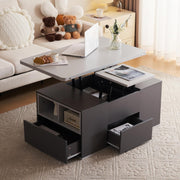 Lift-Top Coffee Table with 3 Drawers & Storage, Grey 100x51x47cm