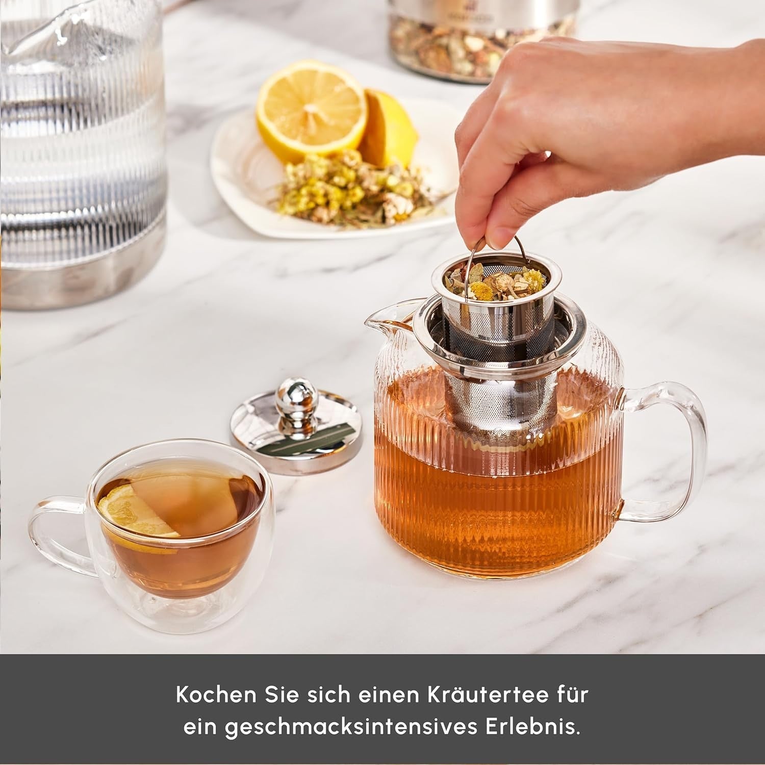 Glass Turkish Teapot Set 3L Borosilicate Tea Maker with Infuser