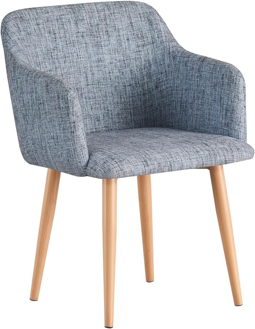 Grey Fabric Tub Chair Wing Back Armchair, Compact Bedroom Vanity Seat