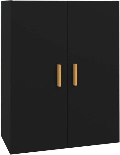 Black Wall Cabinet Storage Unit with Doors, 3 Compartments, Modern Look.