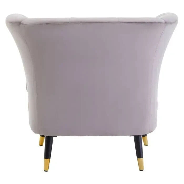 Mink Velvet Curved Accent Chair Scalloped Back Gold Tip Legs Armchair Seat