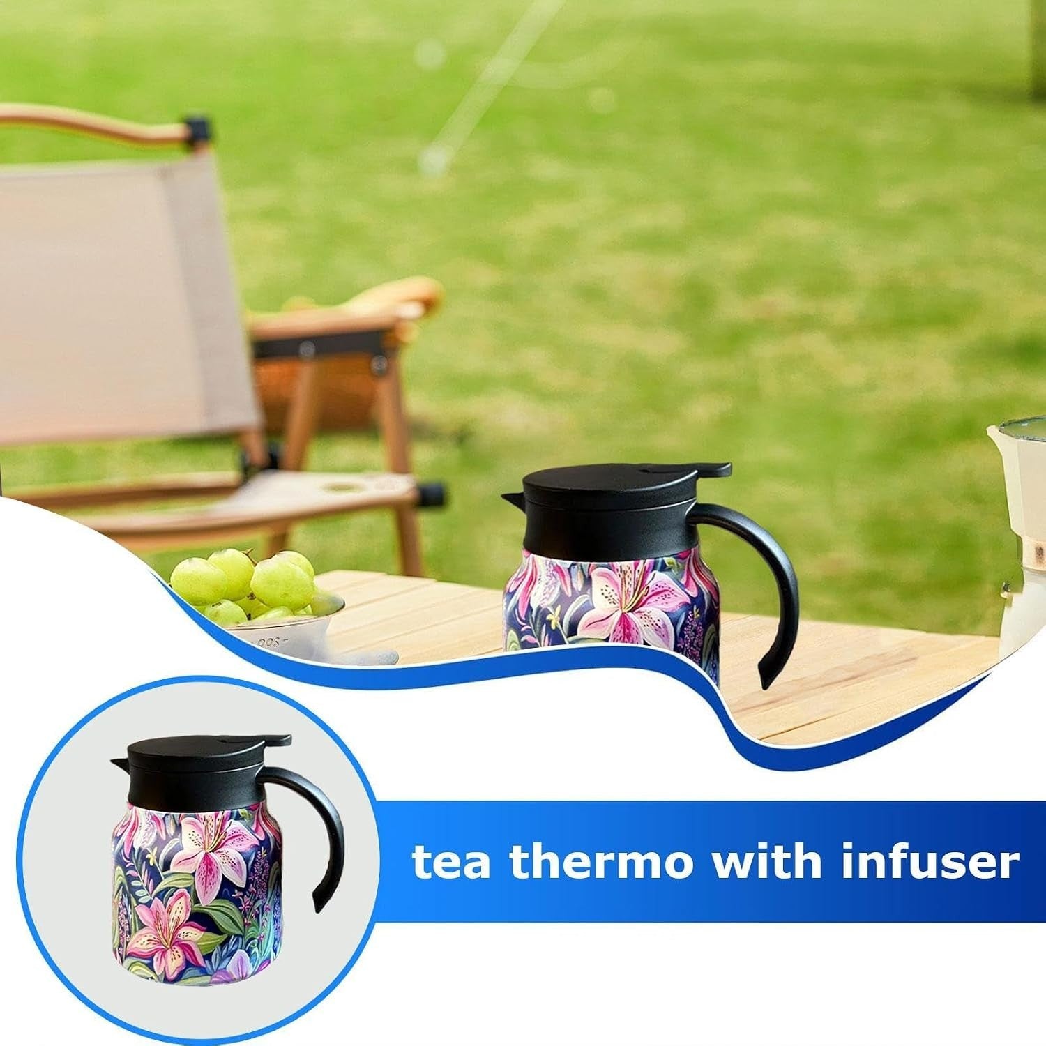 800ml Thermal Teapot Insulated Stainless Steel Tea Pot with Filter