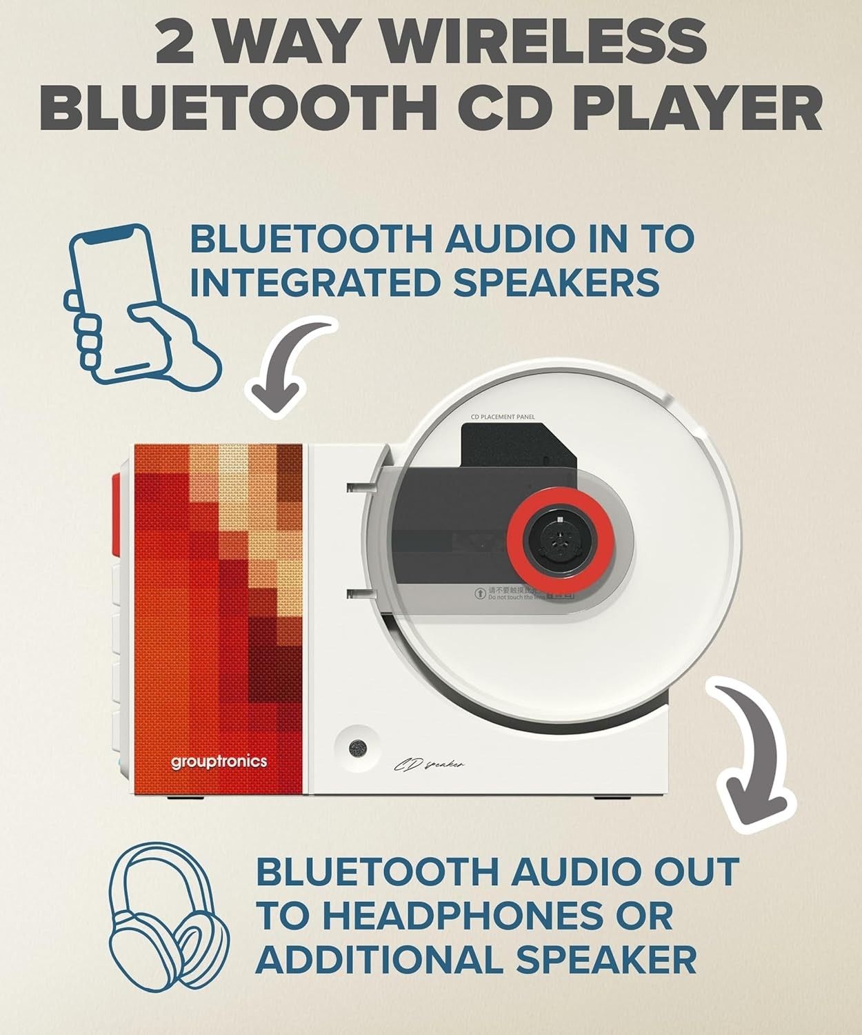 Portable CD Player Bluetooth Rechargeable w/ Speakers Wall Mount Remote