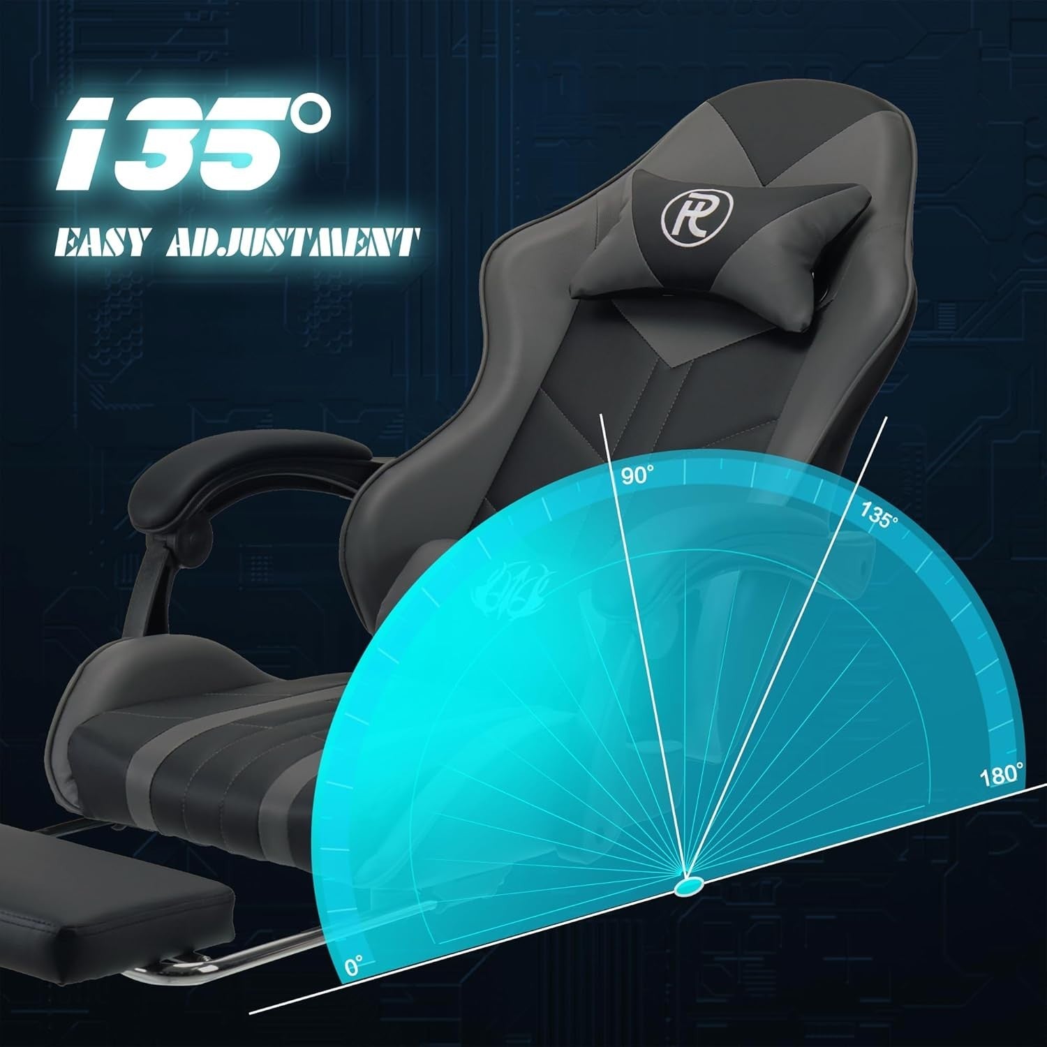 Ergonomic Gaming Chair Office Computer Desk Seat Recliner Faux Leather Grey