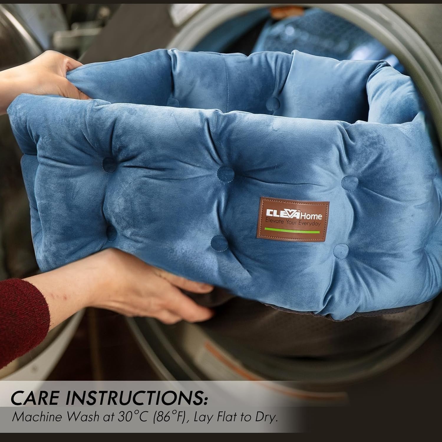 Deep Nest Cat Bed Round Plush Velvet Pet Bed High Sides Non Slip