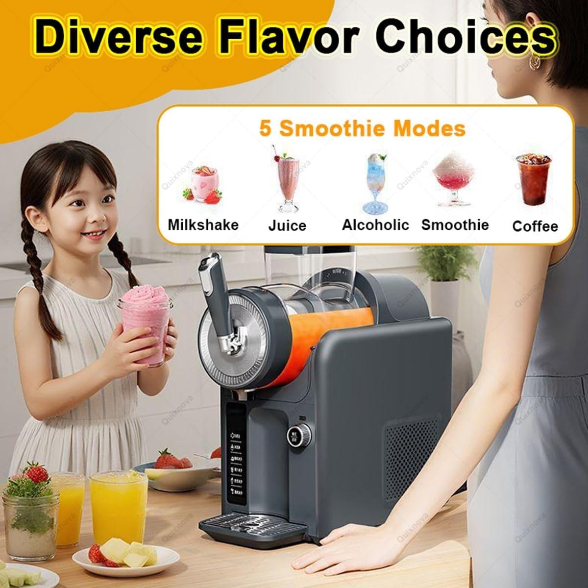Commercial Slush Machine 1.8L Frozen Drink Maker 5 Modes Auto Clean