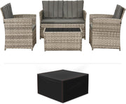 Rattan Garden Furniture Set 4 Seater Outdoor Sofa Chairs Table Cover