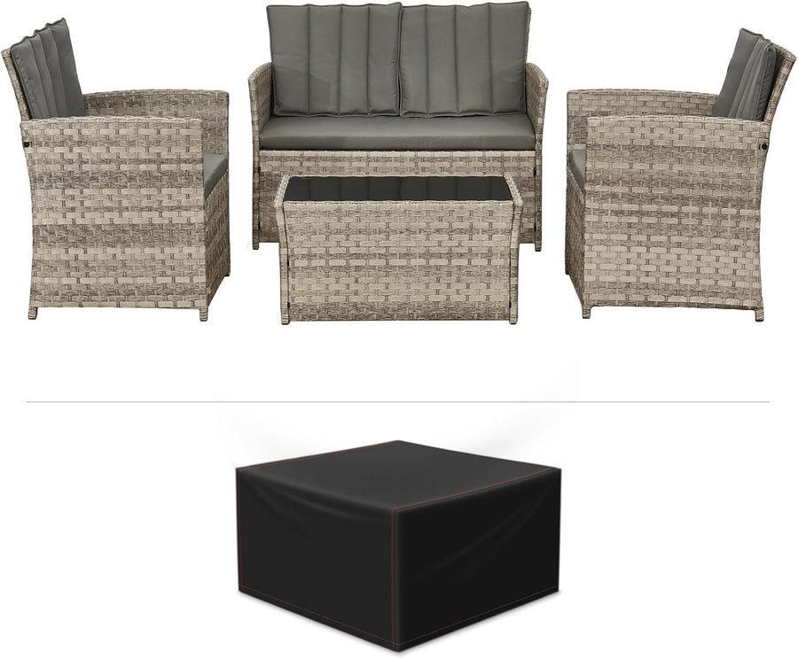 Rattan Garden Furniture Set 4 Seater Outdoor Sofa Chairs Table Cover