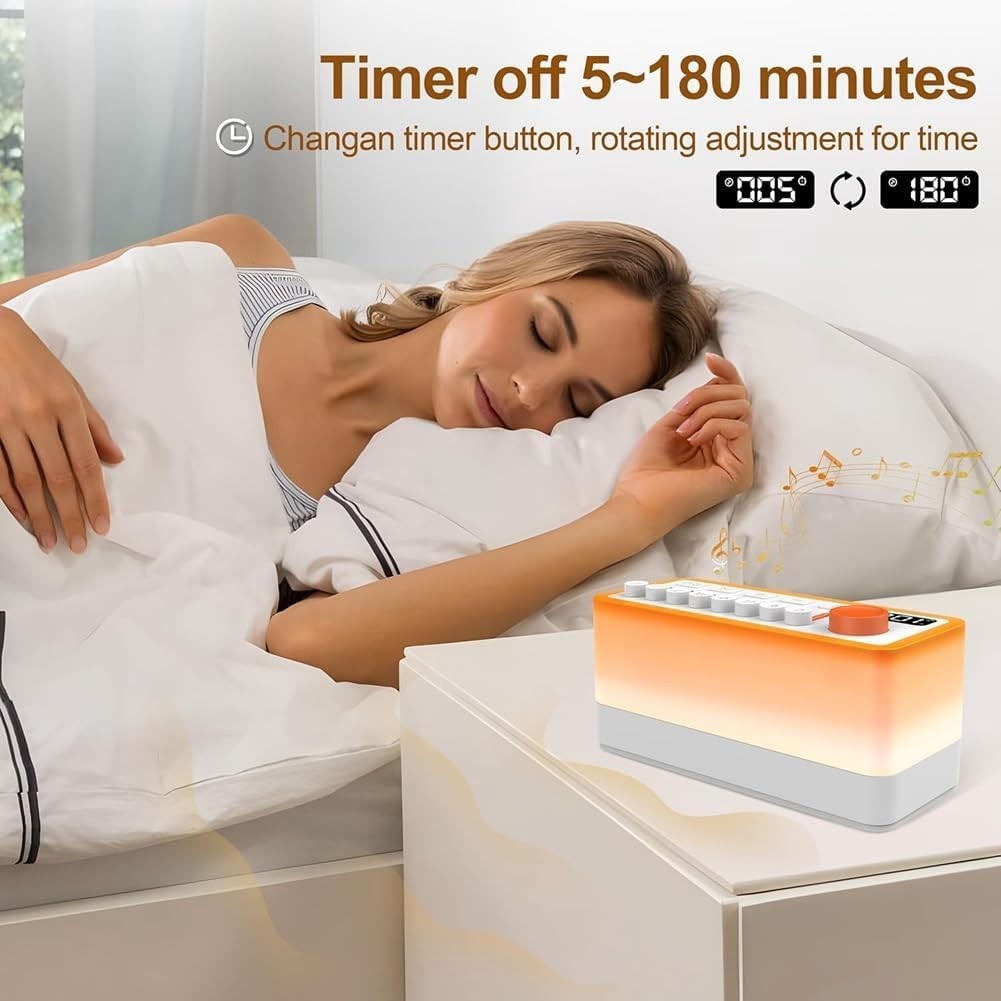 White Noise Sleep Sound Machine with Bluetooth & Night Light 8 Sounds
