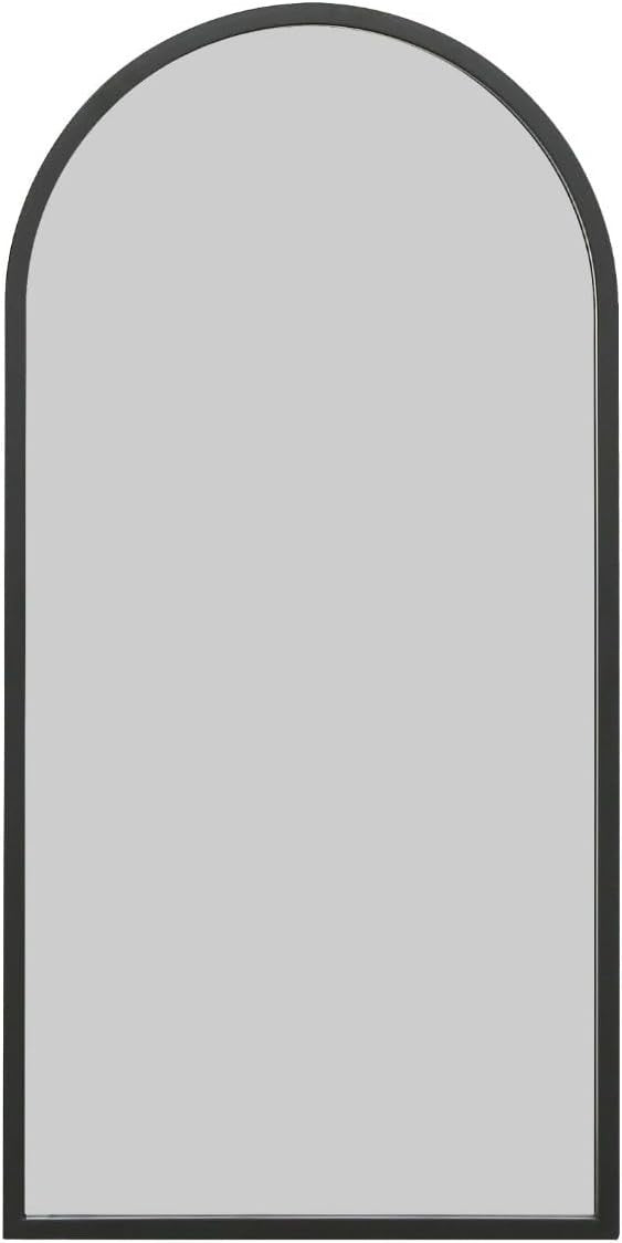 Modern Black Metal Arched Wall Mirror 80x40 cm, Indoor & Outdoor Use