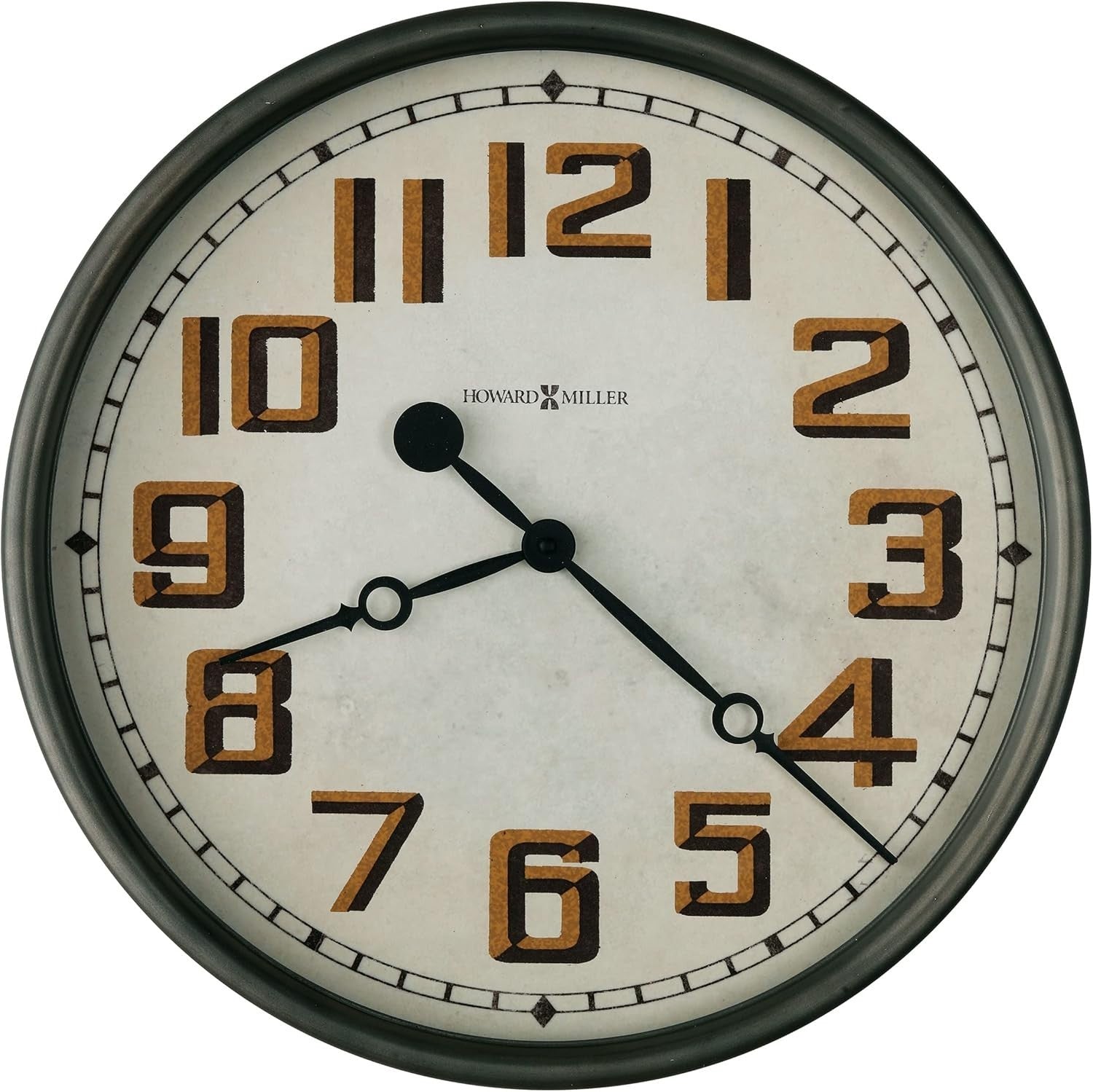 50cm Silent Wall Clock Vintage Charcoal Grey Analog with Gold Numbers